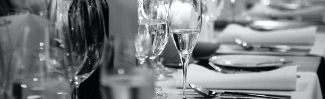 served table at the beginning of banquet